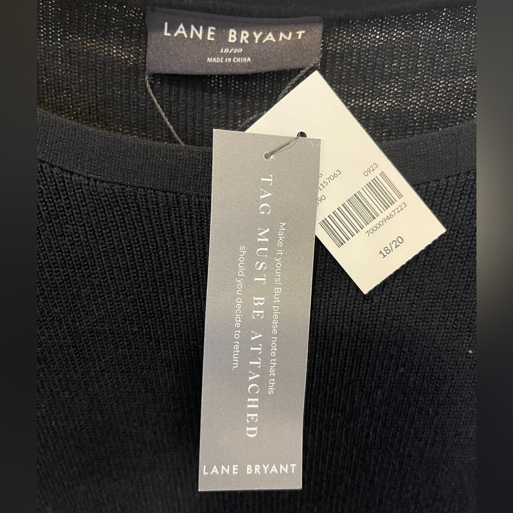 New With Tags Lane Bryant Black Knit Long Sleeve Dress with Belt size 18/20 - Picture 2 of 7